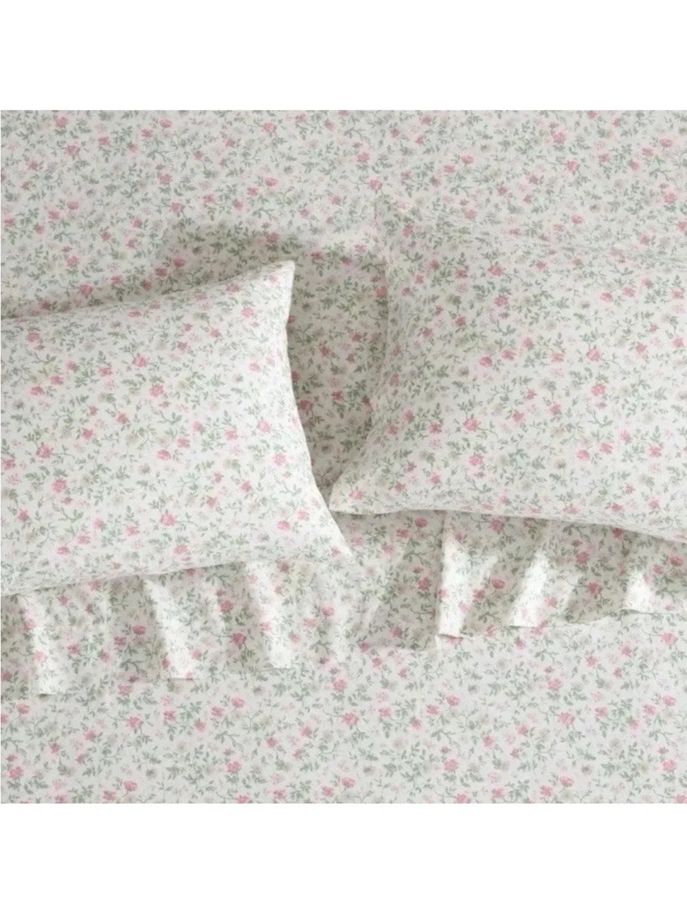 Laura Ashley ~ Twin ~ Bonnie Pink 3 Pc Sheet Set ~ 100% Cotton Percale